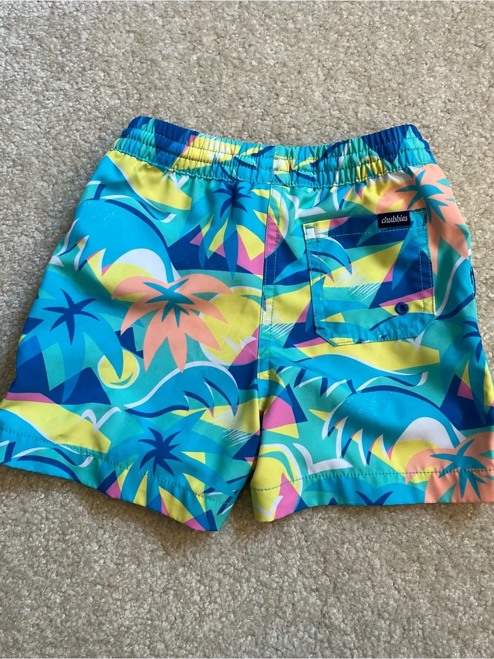 Chubbies Kids Swim Shorts Boys Toddler 4T Teal Blue Trunks Tropical Colorful